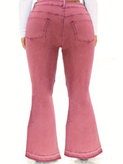 Colorblock High Rise Flared Leg Jeans
