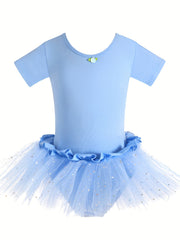 Girls Cotton Sequin Tutu Leotard Ballet Dance Suit