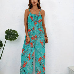 Boho Floral Wide Leg Jumpsuit Sleeveless