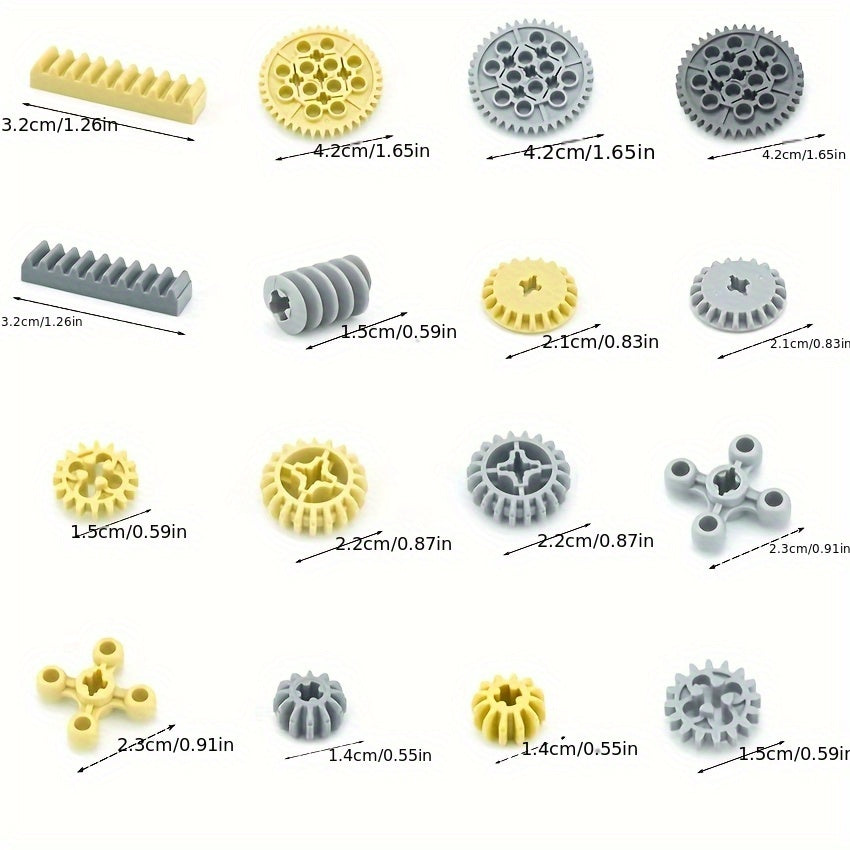 116pc Building Block Tech Components Gears Wheels Pins Connectors