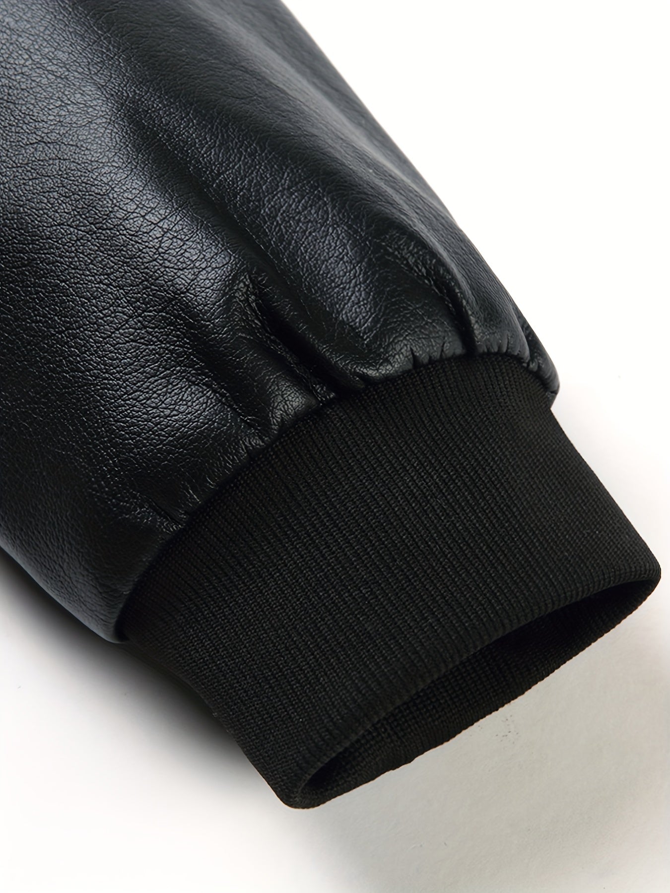 Men's Fleece Faux Leather Jacket - Zip Up Lapel - Fall/Winter