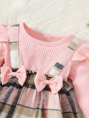 Baby Girl Pink Plaid Flannel Skirt Autumn Winter Gift