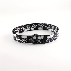 Skull Head Double Loop Buckle Canvas Belt for Men