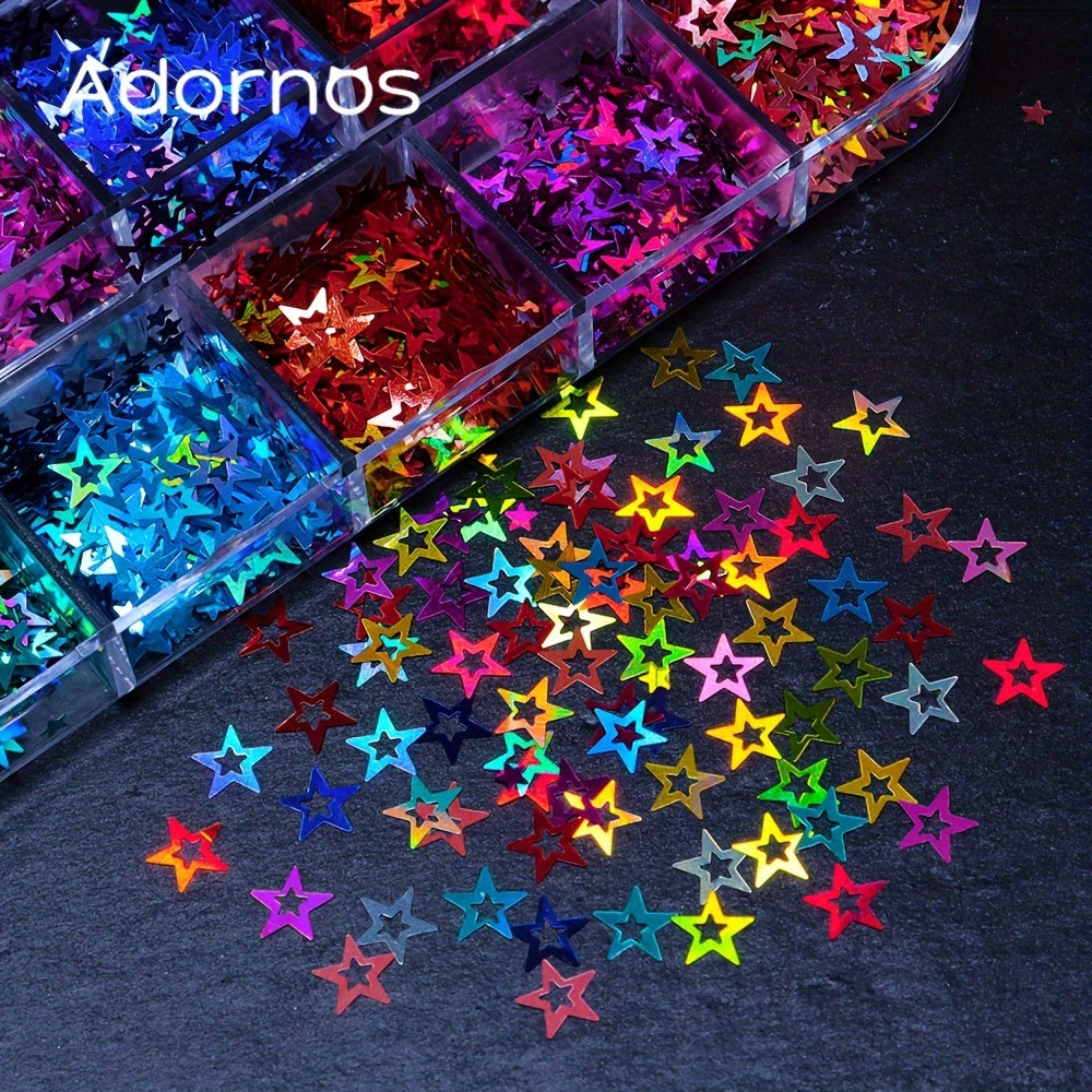 Y2K Holographic Hollow Star Glitter Sequins Flakes For Epoxy Resin Mold Fillers