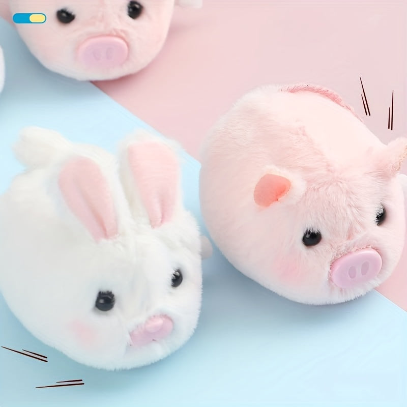 Clockwork Racing Bunny Pig Toy Plush Bell