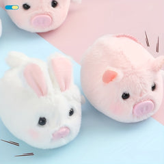 Clockwork Racing Bunny Pig Toy Plush Bell
