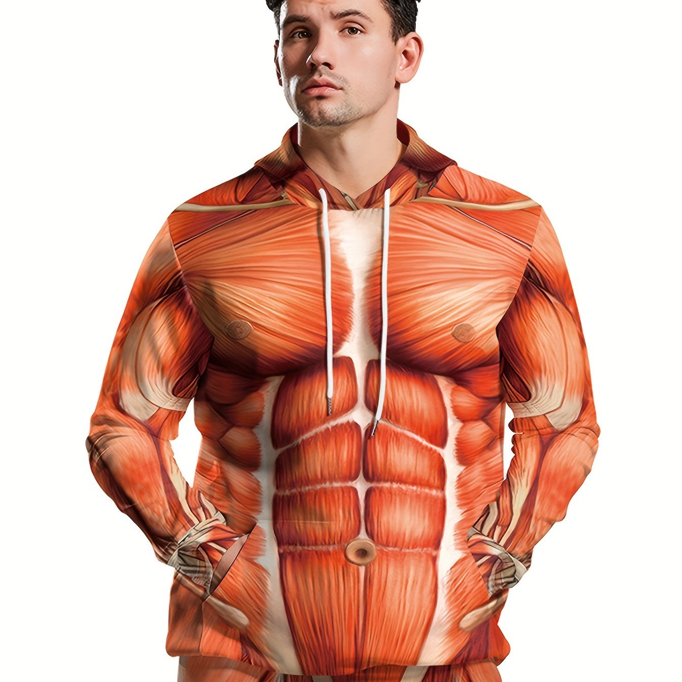 Men's Muscle 3D Print Hoodie Graphic Hooded Pullover