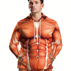 Men's Muscle 3D Print Hoodie Graphic Hooded Pullover