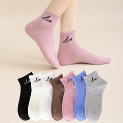 7 Pairs Letter Print Short Socks Women's Stockings