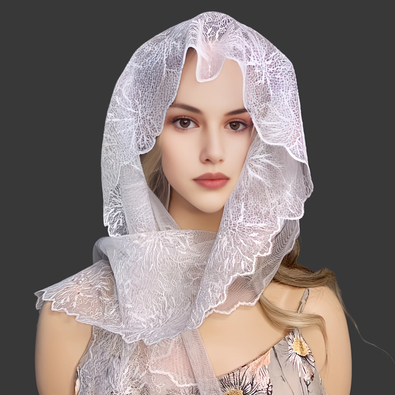 Lace Mantilla Veil Mesh Head Covering for Wedding Bridal