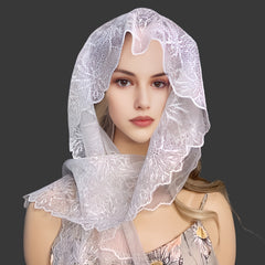 Lace Mantilla Veil Mesh Head Covering for Wedding Bridal
