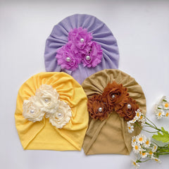 Baby Girls Flowers Decor Cap Soft Elastic Head Wrap