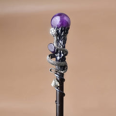 Natural Crystal Wand Cosplay Halloween Scepter Witch Cane Gift