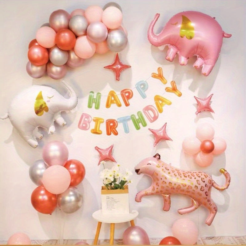 Cartoon Theme Balloon Bear Leopard Excavator Hedgehog Rabbit Children's Birthday
