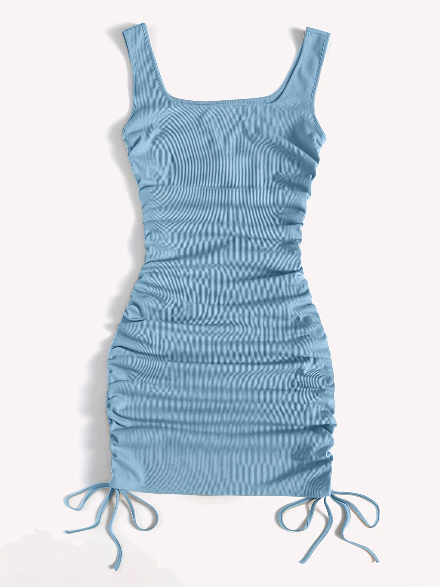 Drawstring Bodycon Dress Sexy Ruched Tank Dress Women's Clothing