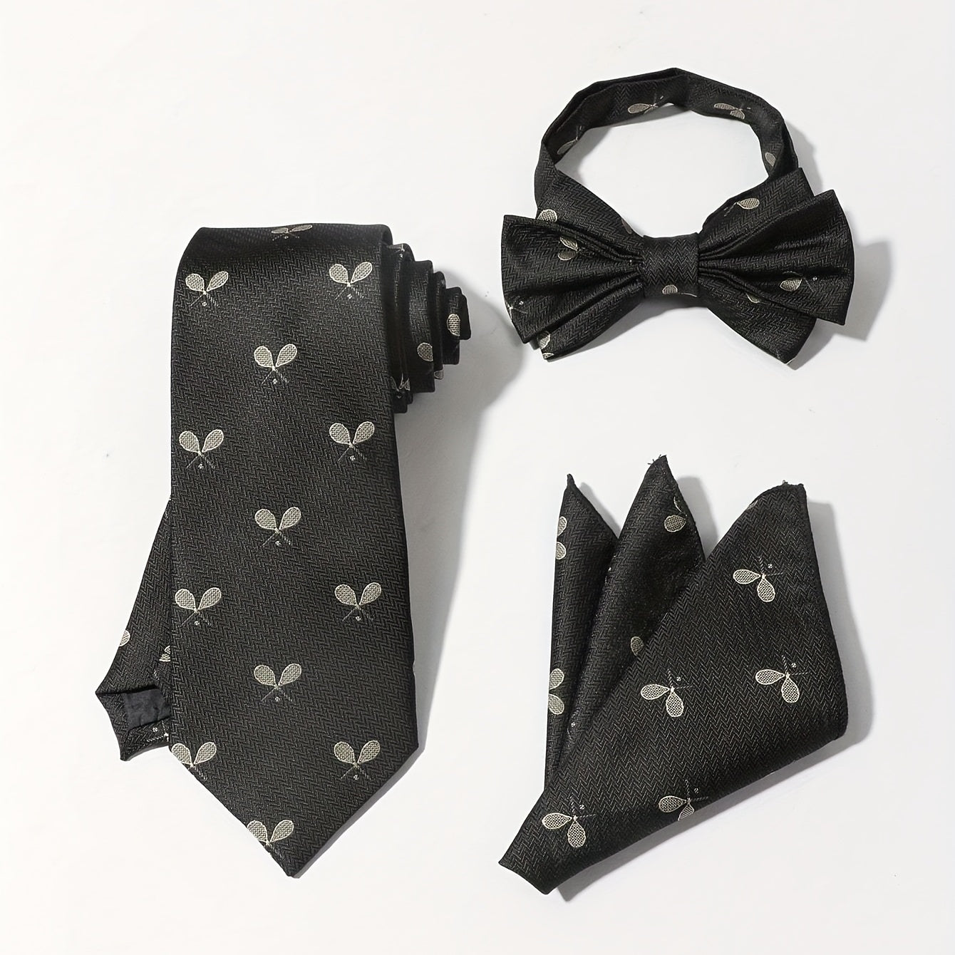 3pc Men's Suit Set Business Banquet Wedding Neck Tie Chest Scarf
