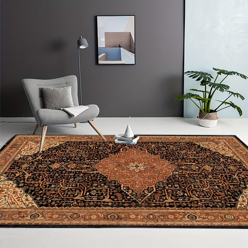 Bohemian Orange Pattern Area Carpet - Washable Non-Slip