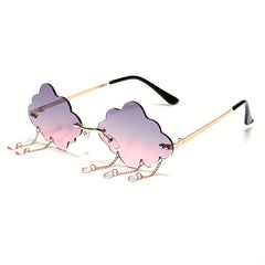 Men's Rimless Metal Charm Sunglasses + Case