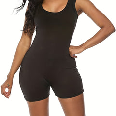 Scoop Neck Slim Romper Jumpsuit Sleeveless Casual Outfit