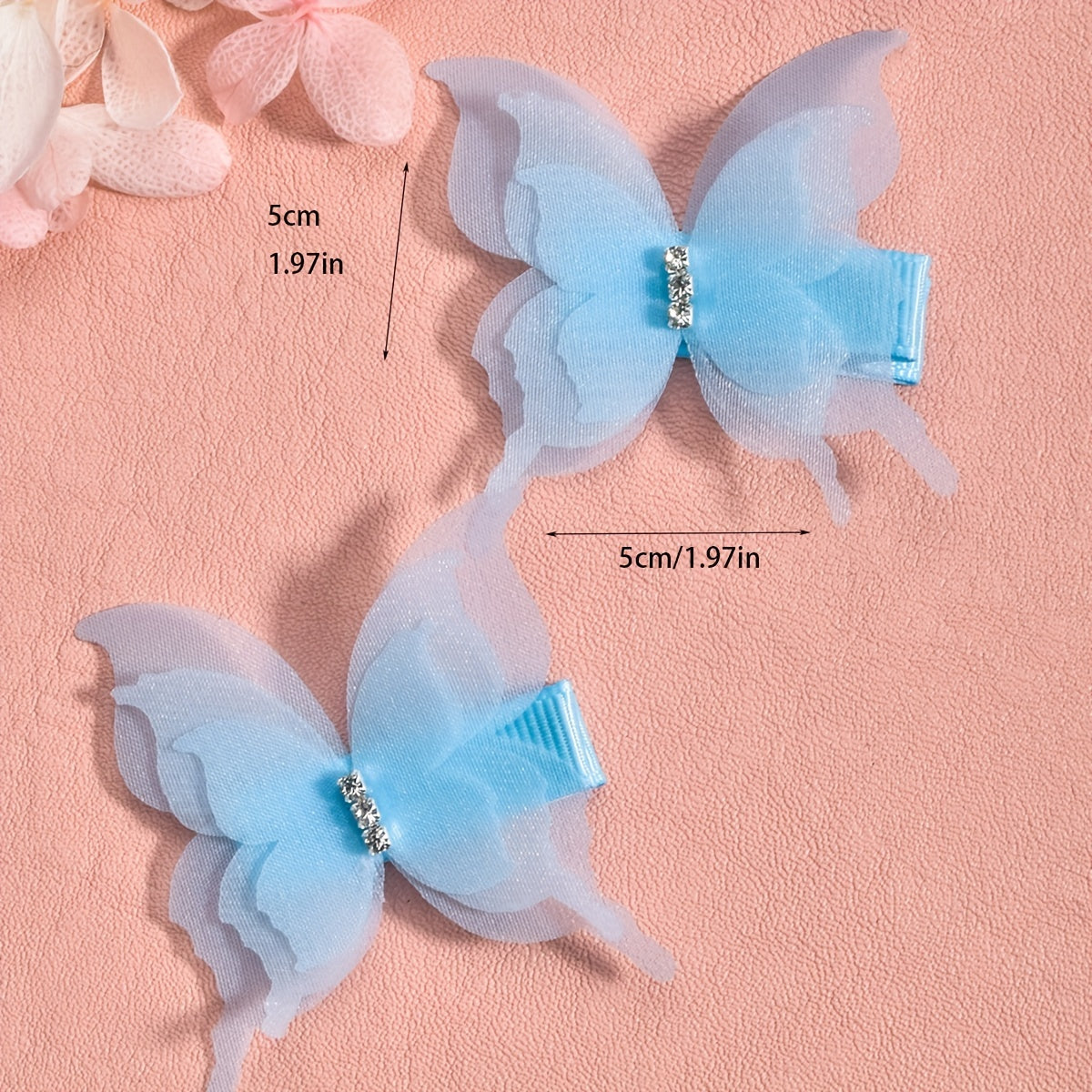 2pcs Chiffon Butterfly Hair Clips - Perfect Holiday Party Gift