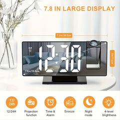 Multifunctional Digital Alarm Clock Projection LED Screen USB Charging