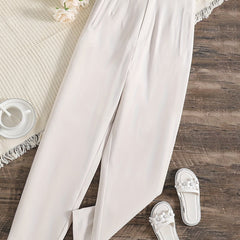 Straight Leg Trouser Solid Casual Pants Women's Clothing
