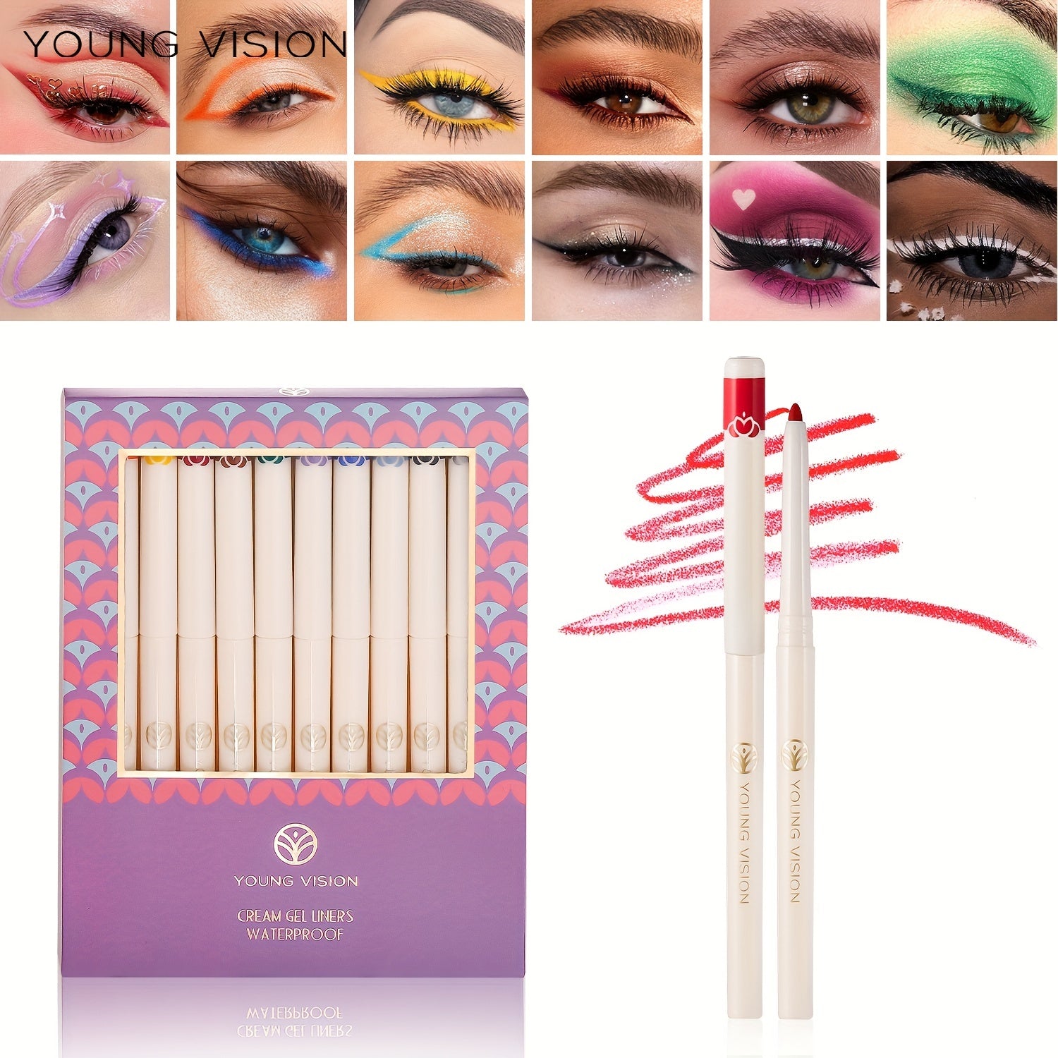 12 Colors Eyeliner Gel Pen Matte Waterproof Eyeliners Set