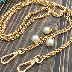 Metal Bag Chain Strap Replacement with Bead Decor