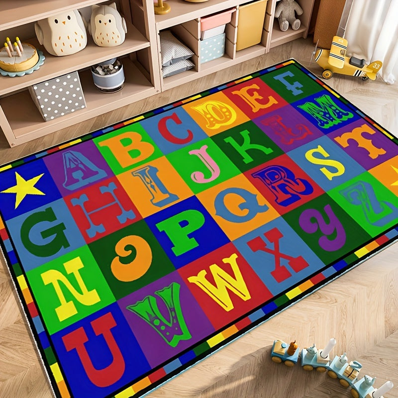 Kids Rug Numbers And Letters Area Rug for Playroom & Nursery