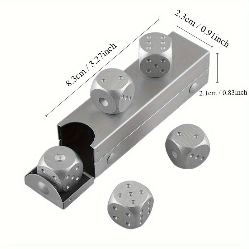 5pcs Aluminum Alloy Metal Dices Table Game Dice Poker Games Dice Set