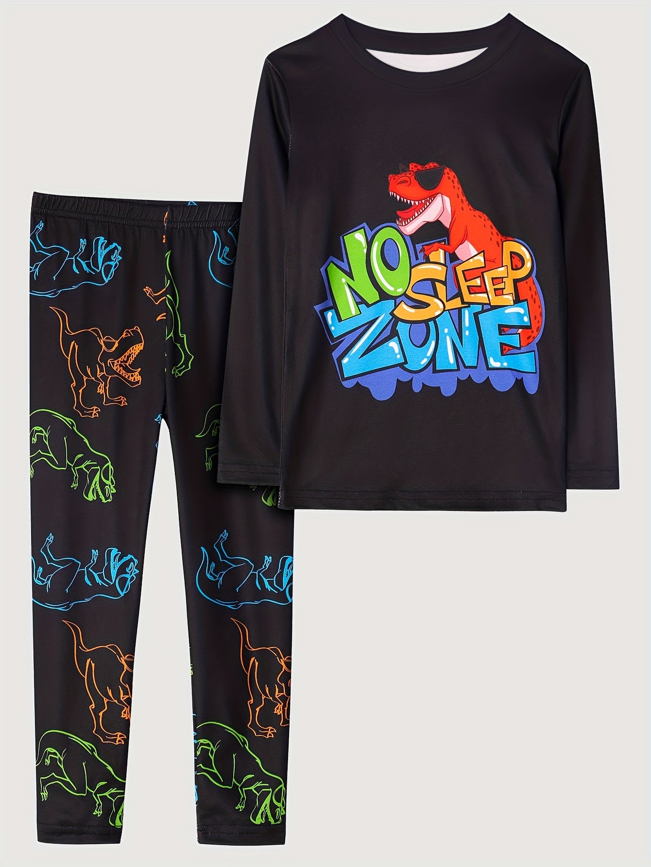 Boy's Dinosaur Pajama Set Long Sleeve Top & Pants