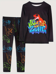 Boy's Dinosaur Pajama Set Long Sleeve Top & Pants