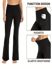 High Waisted Bootcut Leggings with Pockets - Women's Yoga Pants