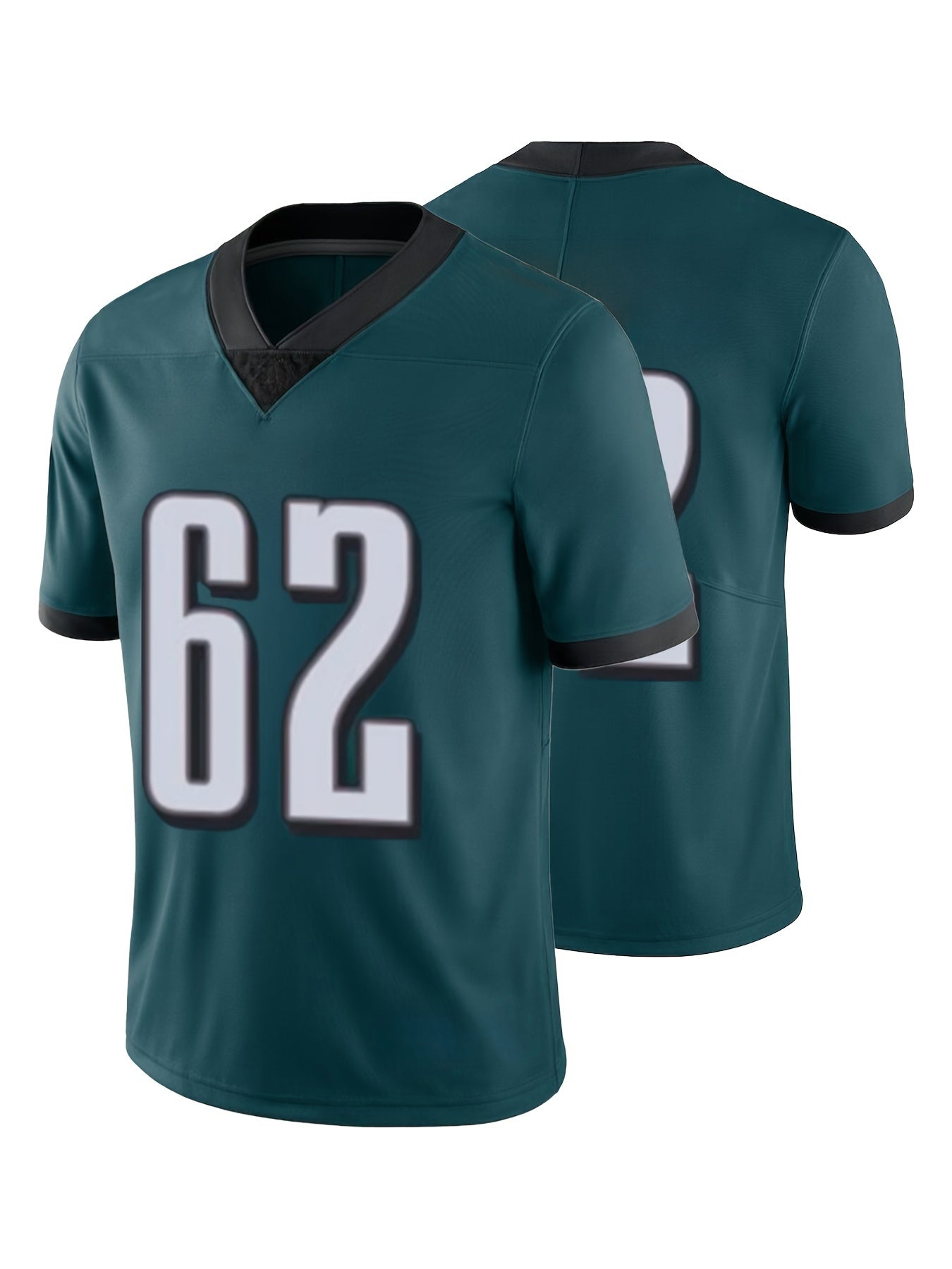 Men's Football Jersey V Neck Short Sleeve Embroidered Rugby Sweatshirt