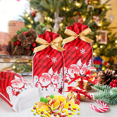 10pc Christmas Candy Bags Ribbon Drawstring Packaging