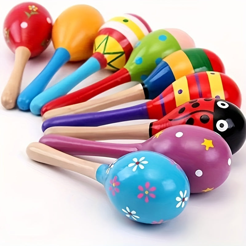 10 Pcs Colorful Wooden Rattles Sand Hammer Holiday Sand Hammer