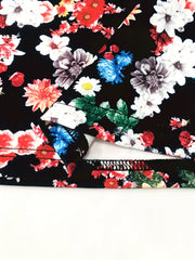 Plus Floral Print Elastic High Rise Straight Leg Trousers