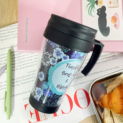 400ml Double Layer Plastic Water Cup Letter Pattern Leakproof Bottle