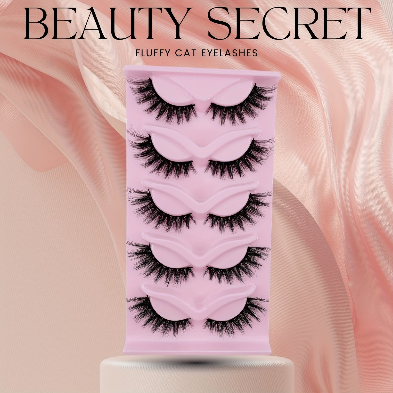 5 Pairs Fluffy Cat Eye False Eyelashes for Eye Opening Makeup