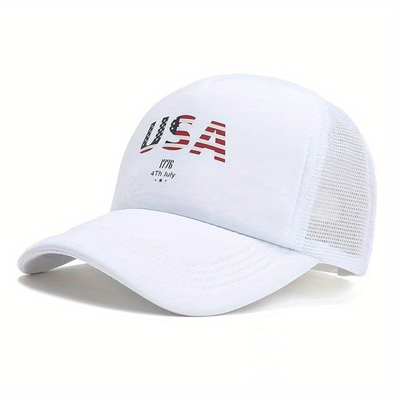 Men's American Flag Mesh Baseball Cap Letter Couple Cap