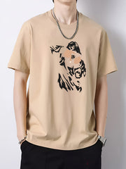 Men's Portrait Pattern Slim Fit T-shirt - Spring/Summer Holiday Top