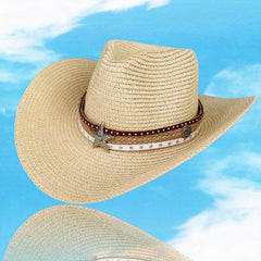 Breathable Sunshade Cowboy Hat With Pentagram for Outdoor Camping