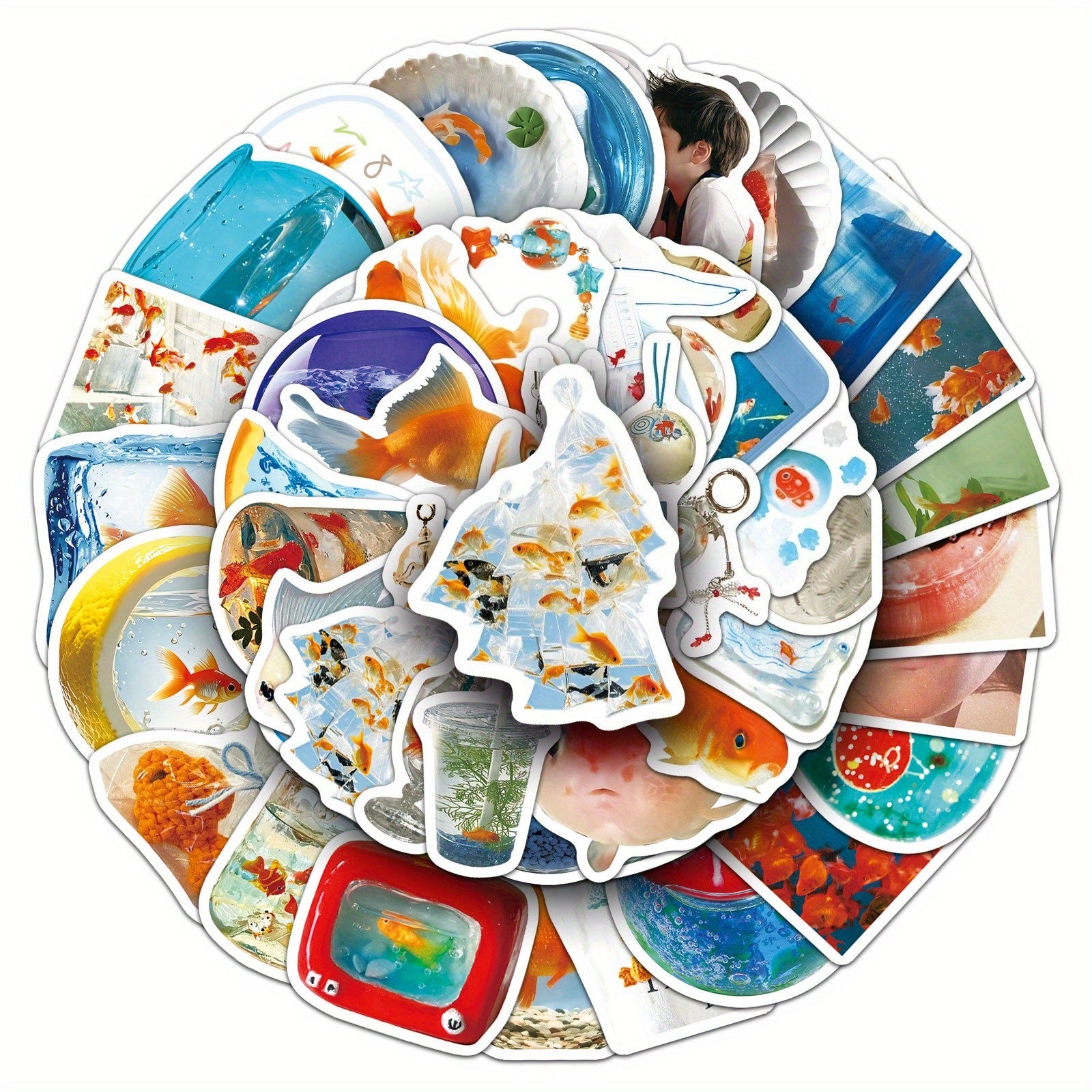 50pcs Goldfish Ins Wind Fun Cartoon Stickers Self Adhesive Vinyl Decals