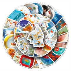 50pcs Goldfish Ins Wind Fun Cartoon Stickers Self Adhesive Vinyl Decals