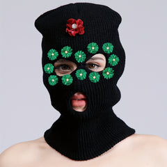 Rhinestone Flower Decor Balaclava Ski Mask Y2K Windproof Cycling Face Covering