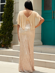 V Neck Sequin Fringe Maxi Dress Women's Formal Long Dress