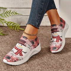 Christmas Snowman Woven Sneakers for Women