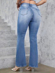 Button Fly High Rise Flared Leg Jeans