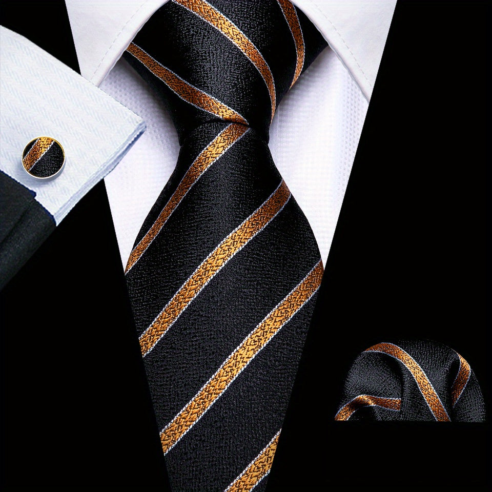 Barry Wang Men's Striped Silk Necktie Set
