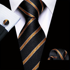 Barry Wang Men's Striped Silk Necktie Set